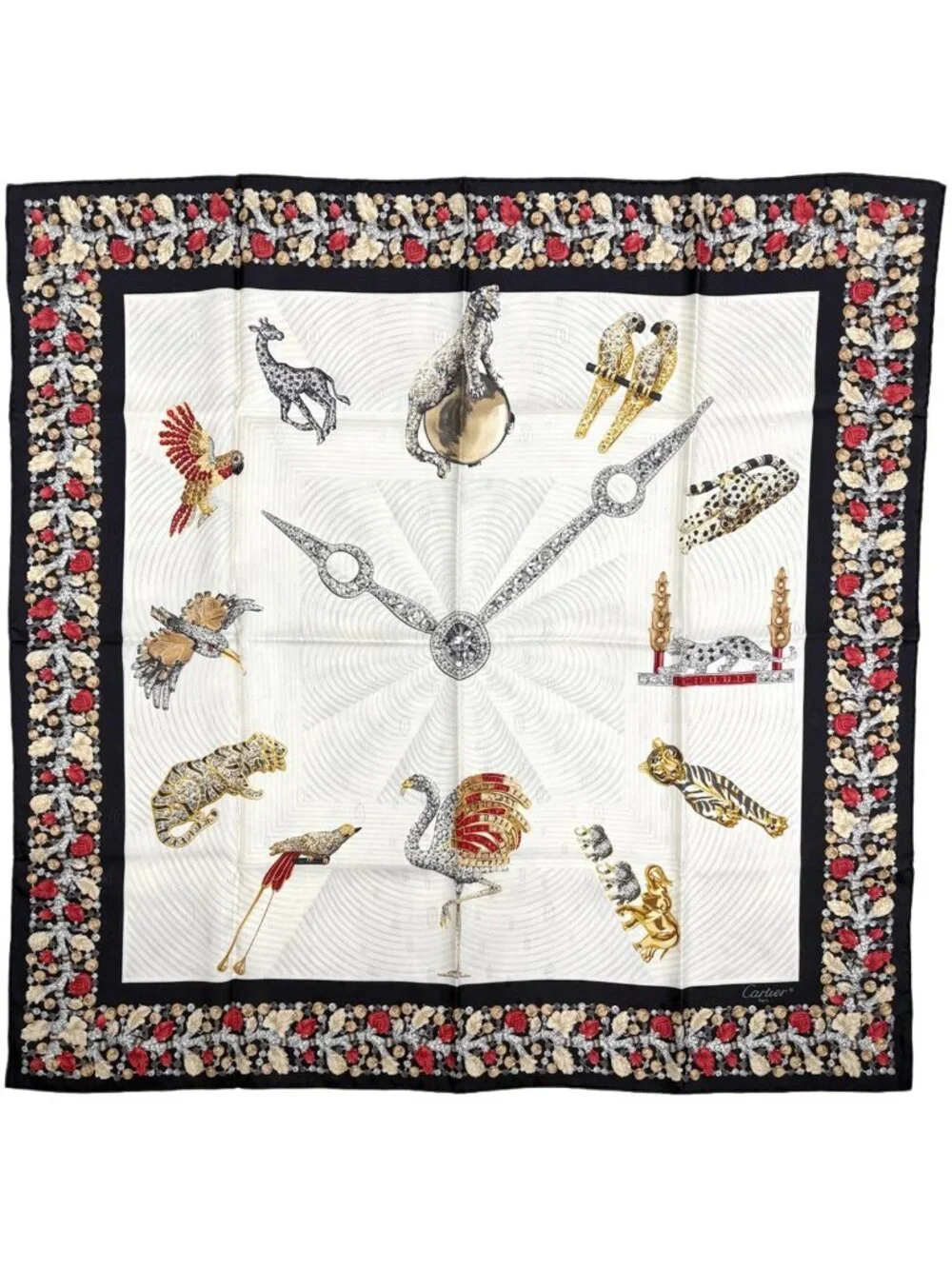 Cartier Scarf Animal Print Must Line Silk Black Multicolor